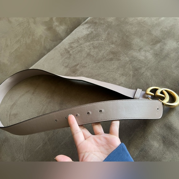 Authentic Gucci GG Double G Logo Leather Belt Camel w/ Double G Buckle - Picture 6 of 9